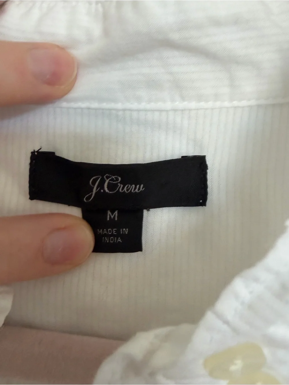 J Crew Cotton Embroidered Eyelet Raffle Neck Shirt White